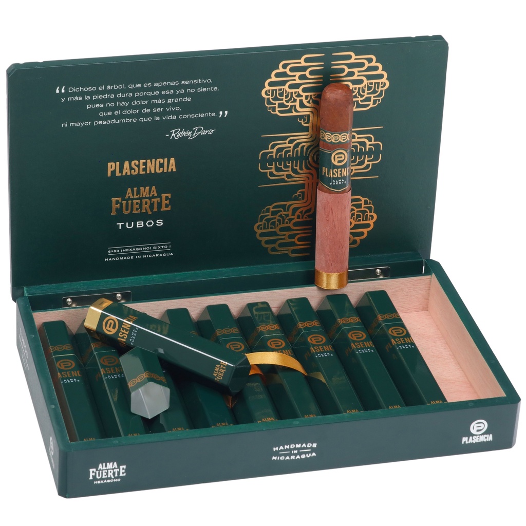 Plasencia — ALMA FUERTE [SIXTO 1] 3 HEXÁGONO 6X60 [5X3 TUBO CIGAR PACK] 15 CT — Pack of 3 tubed cigars
